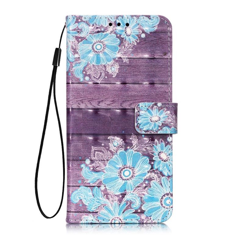 Leren Hoesje Honor 9X Pro Blauwe Bloemen