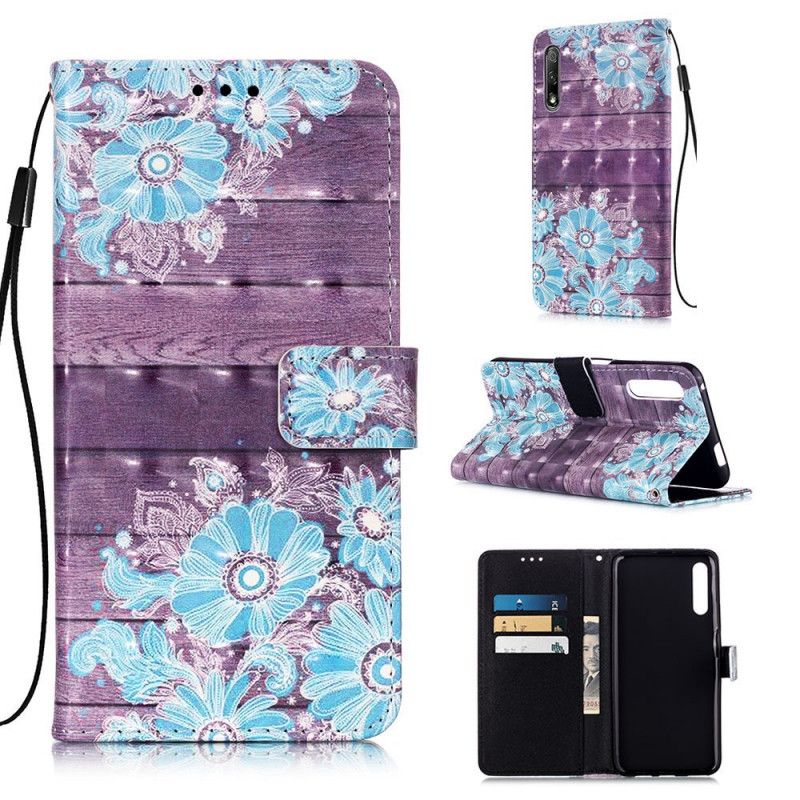 Leren Hoesje Honor 9X Pro Blauwe Bloemen