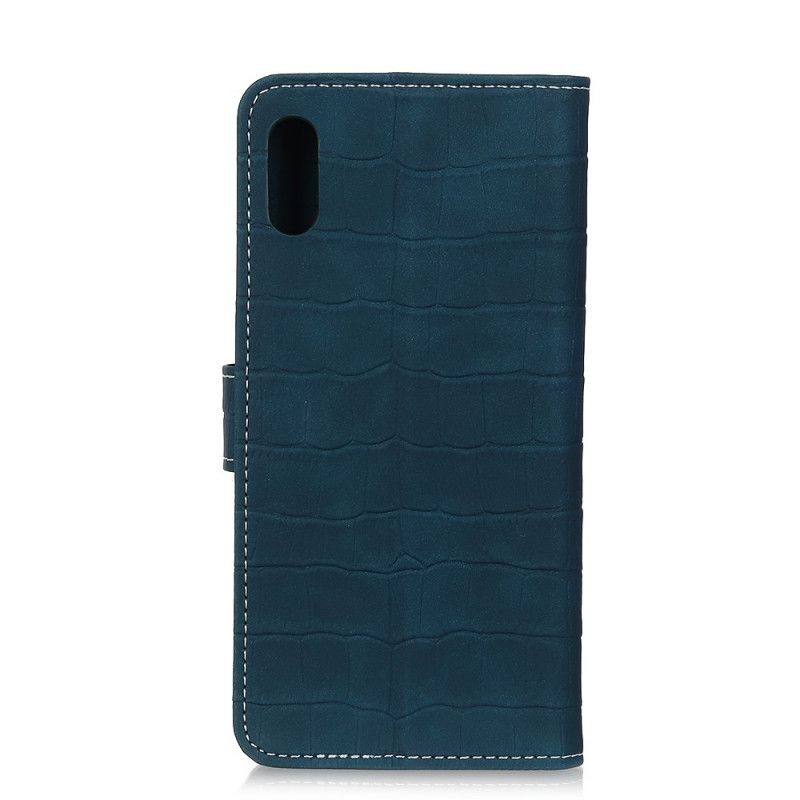 Leren Hoesje Honor 9X Pro Donkerblauw Zwart Vintage Stijl Van Krokodillenleer