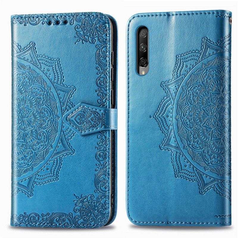 Leren Hoesje Honor 9X Pro Grijs Zwart Telefoonhoesje Mandala Van Middelbare Leeftijd