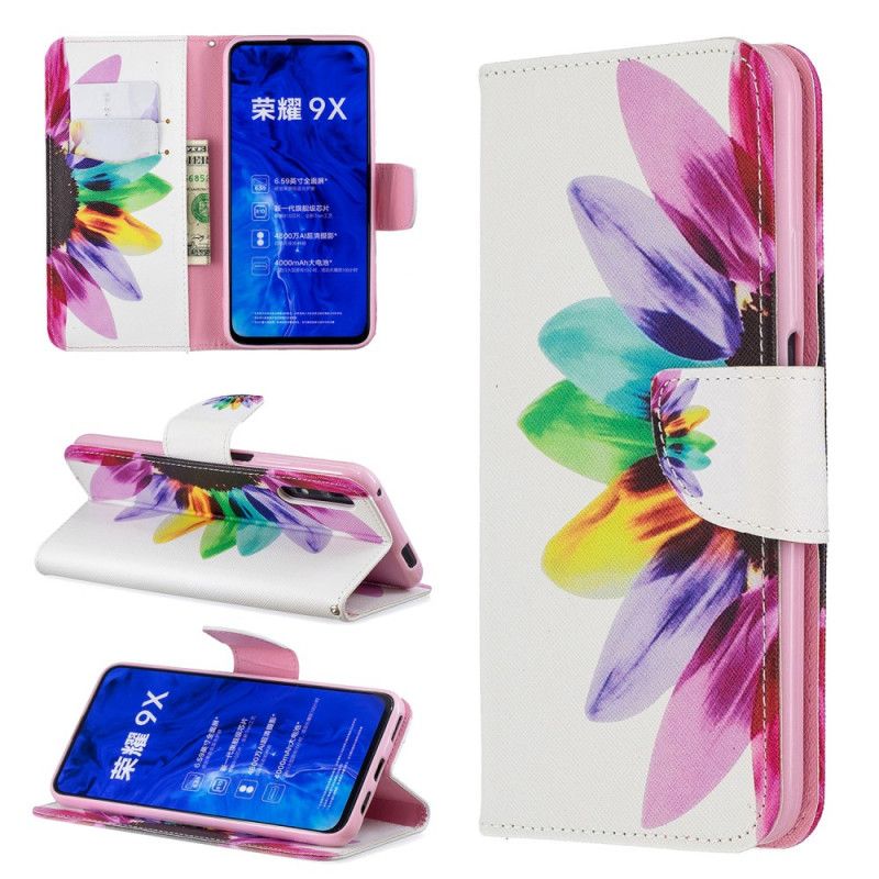 Leren Hoesje voor Honor 9X Pro Aquarelbloem