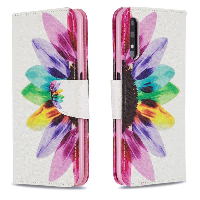 Leren Hoesje voor Honor 9X Pro Aquarelbloem