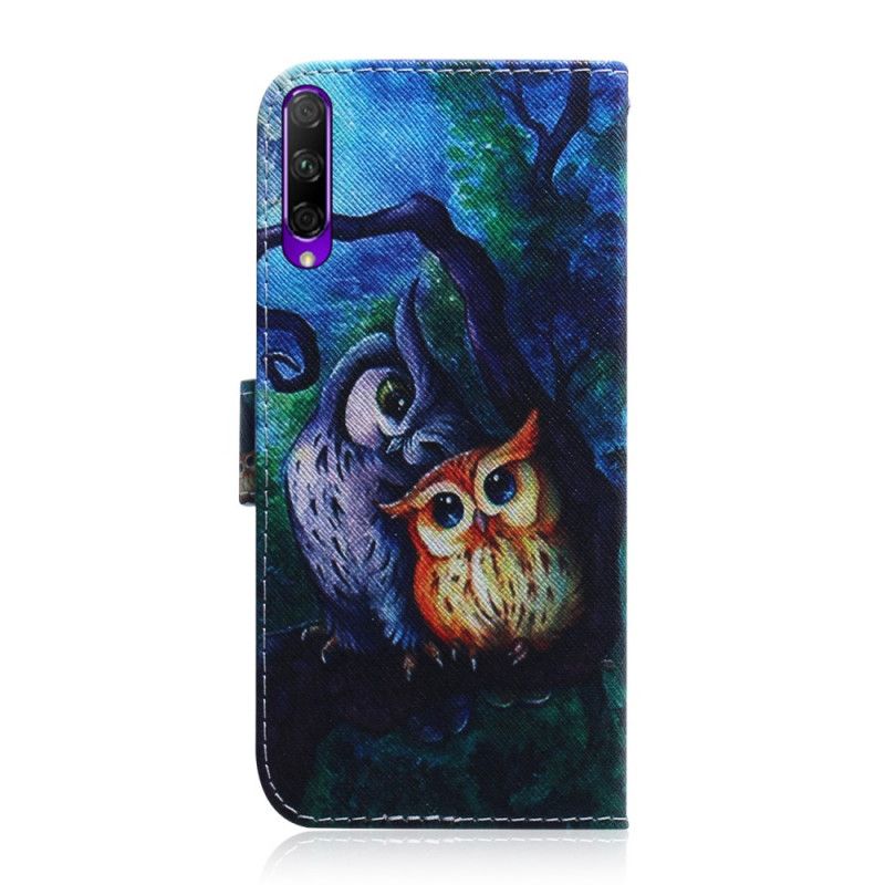 Leren Hoesje voor Honor 9X Pro Uil Schilderij