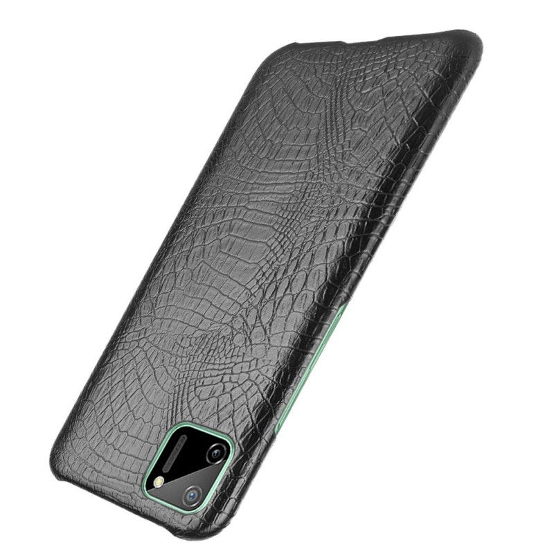 Cover Hoesje Realme C11 Wit Zwart Telefoonhoesje Krokodillenhuideffect