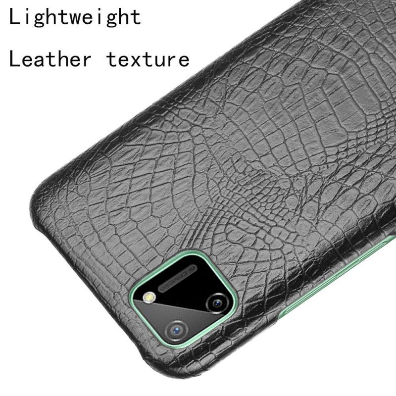 Cover Hoesje Realme C11 Wit Zwart Telefoonhoesje Krokodillenhuideffect