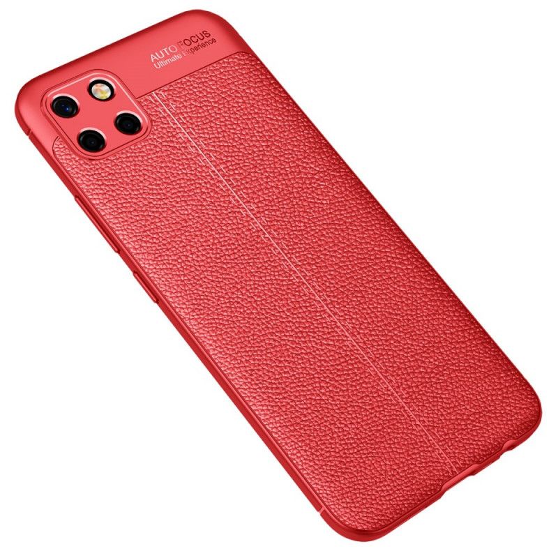 Hoesje Realme C11 Rood Zwart Dubbellijns Lychee Leereffect