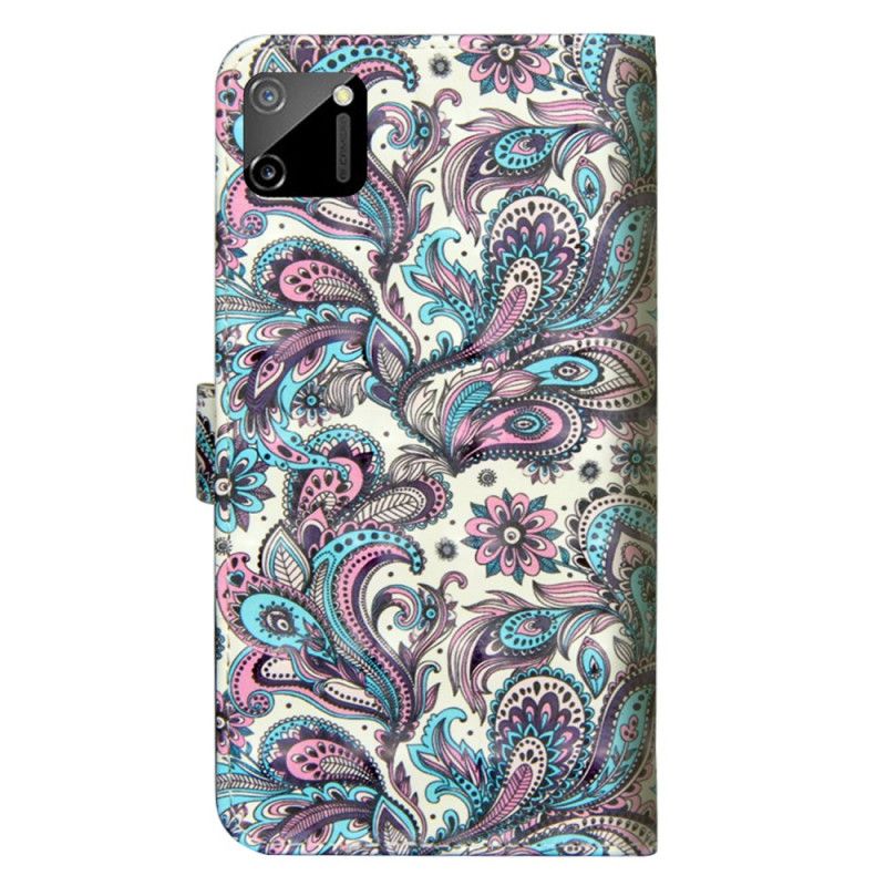 Leren Hoesje Realme C11 Bloemen Met Een Patroon