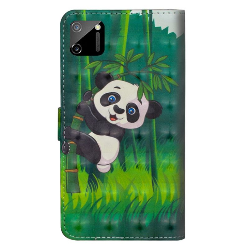 Leren Hoesje Realme C11 Telefoonhoesje Panda En Bamboe