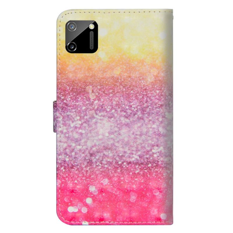 Leren Hoesje voor Realme C11 Magenta Glitterverloop