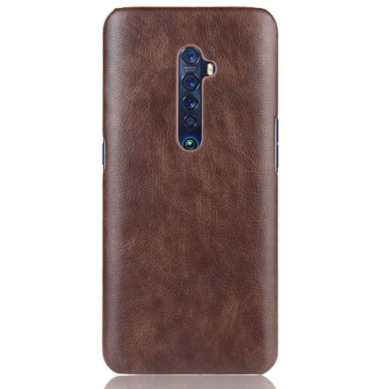 Hoesje Oppo Reno 2 Grijs Zwart Lychee Leereffect