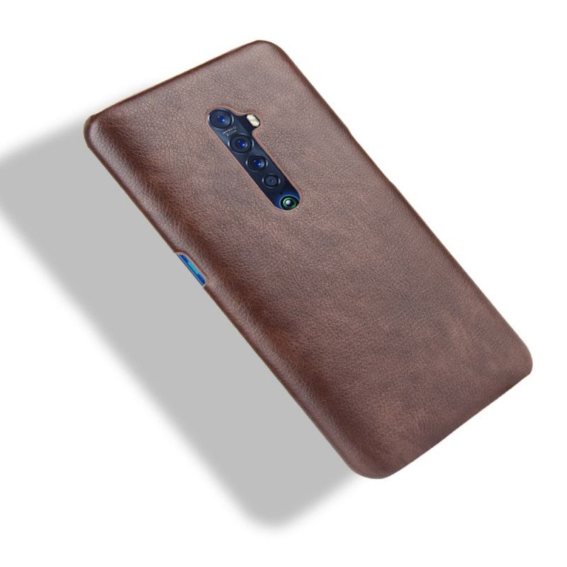 Hoesje Oppo Reno 2 Grijs Zwart Lychee Leereffect