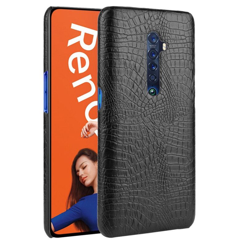 Hoesje Oppo Reno 2 Rood Zwart Krokodillenhuideffect