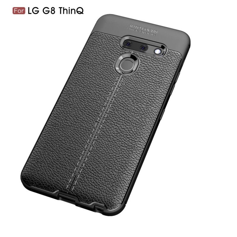 Hoesje ThinQ LG G8 ThinQ Rood Zwart Dubbellijns Lychee Leereffect