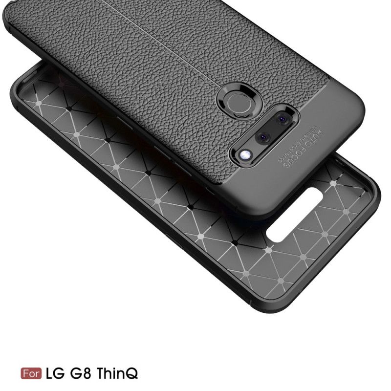 Hoesje ThinQ LG G8 ThinQ Rood Zwart Dubbellijns Lychee Leereffect