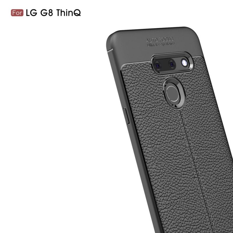 Hoesje ThinQ LG G8 ThinQ Rood Zwart Dubbellijns Lychee Leereffect