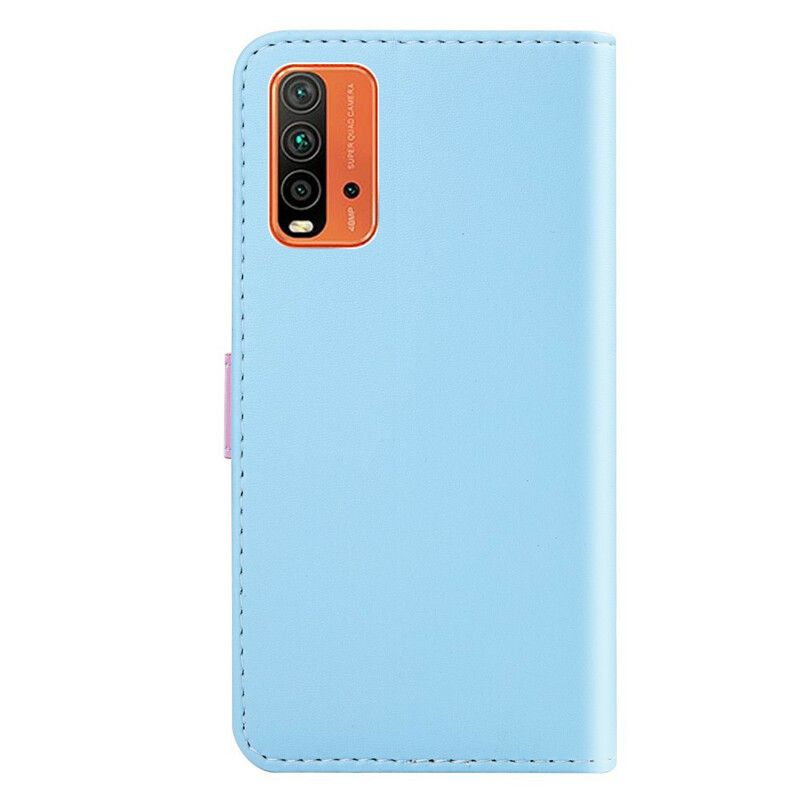 Flip Case Leren Xiaomi Redmi 9t Driekleurig Leereffect