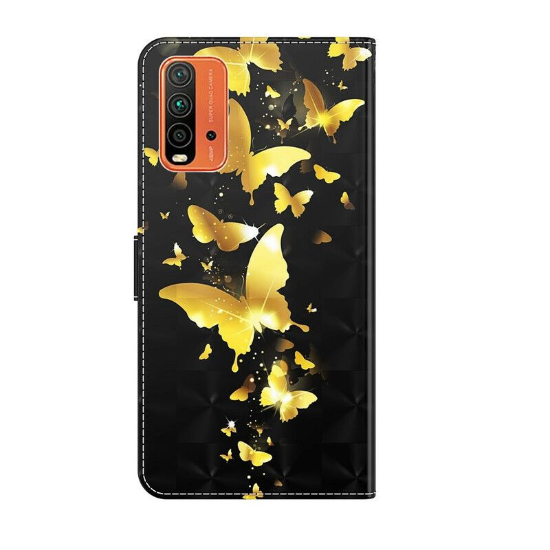 Flip Case Leren Xiaomi Redmi 9t Gele Vlinders