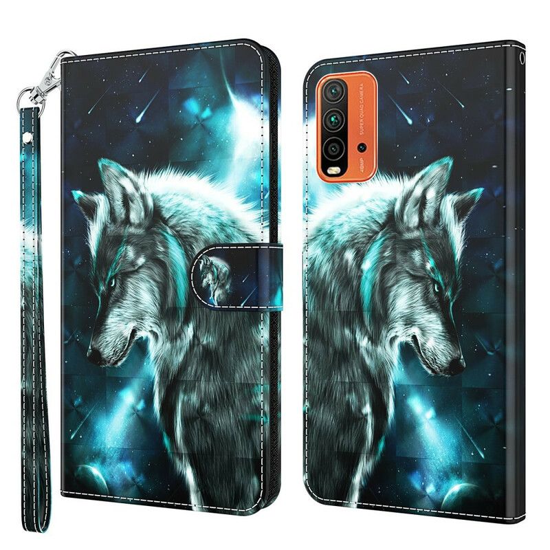 Flip Case Leren Xiaomi Redmi 9t Majestueuze Wolf