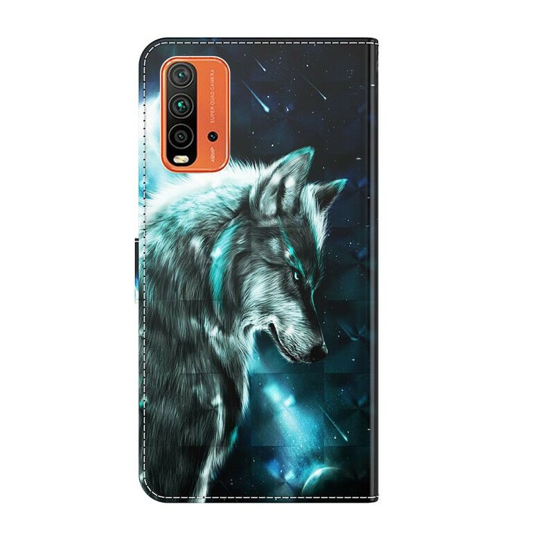 Flip Case Leren Xiaomi Redmi 9t Majestueuze Wolf