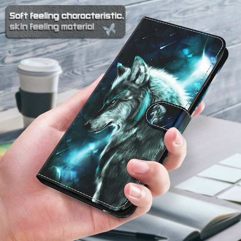 Flip Case Leren Xiaomi Redmi 9t Majestueuze Wolf