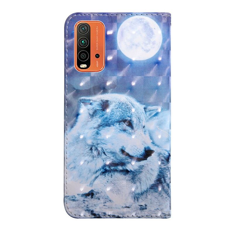 Folio-hoesje Xiaomi Redmi 9t Maanlicht Wolf