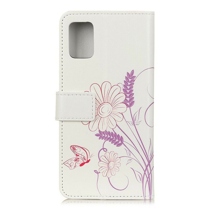Folio-hoesje Xiaomi Redmi 9t Telefoonhoesje Vlinders En Bloemen Tekenen