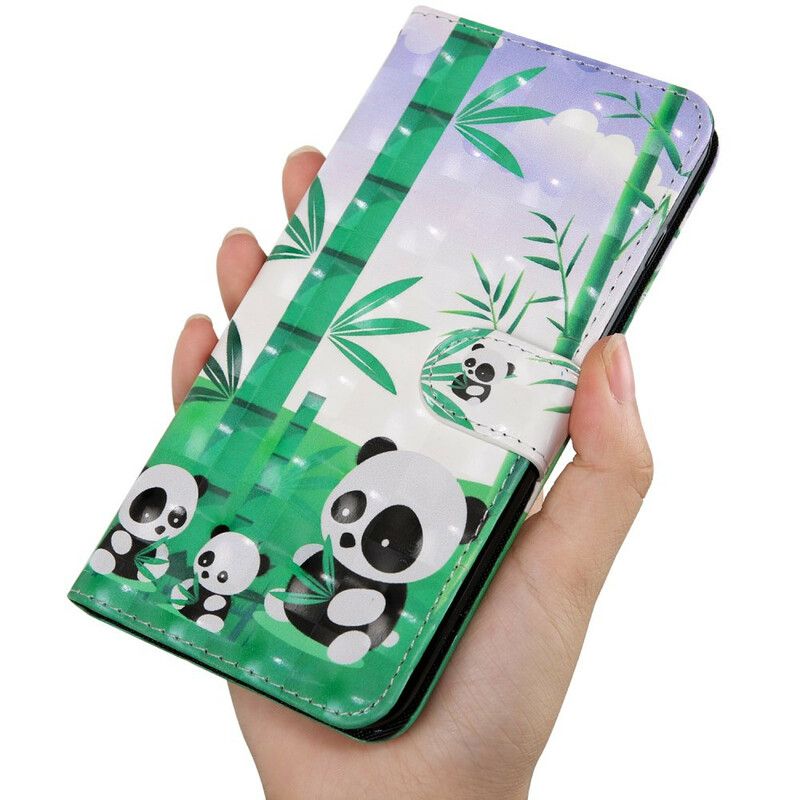 Leren Hoesje Voor Xiaomi Redmi 9t Lichtvlek Panda's