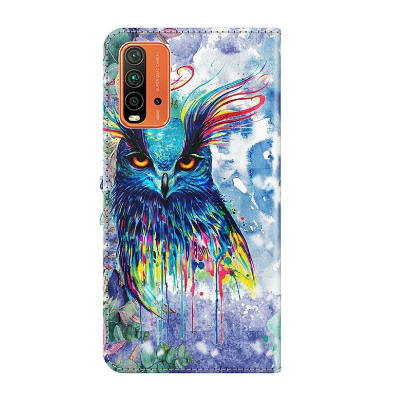 Leren Hoesje Xiaomi Redmi 9t Vogel Aquarel