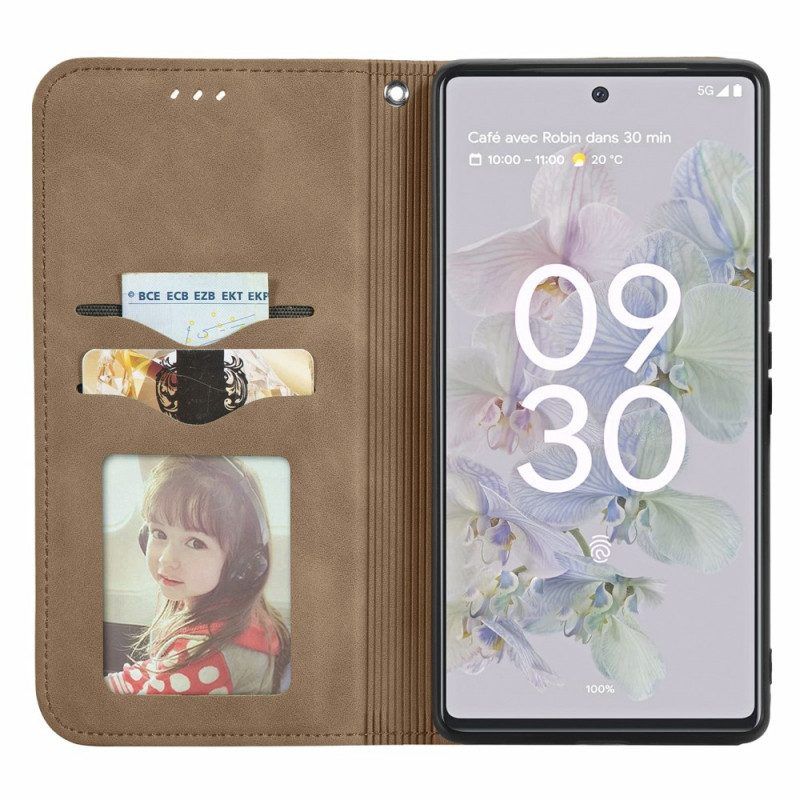 Bescherming Hoesje voor Google Pixel 6A Folio-hoesje Vintage-serie