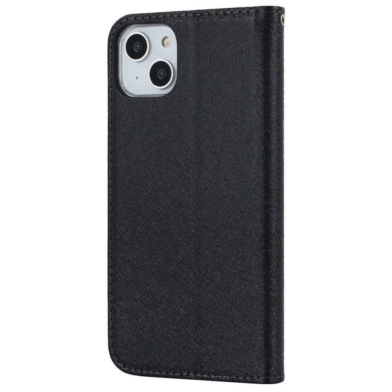 Bescherming Hoesje voor iPhone 14 Plus Folio-hoesje Zachte Lederen Stijl Met Riem