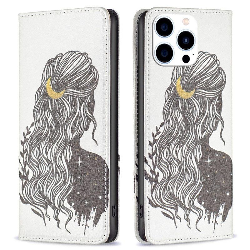 Bescherming Hoesje voor iPhone 14 Pro Folio-hoesje Mooi Haar