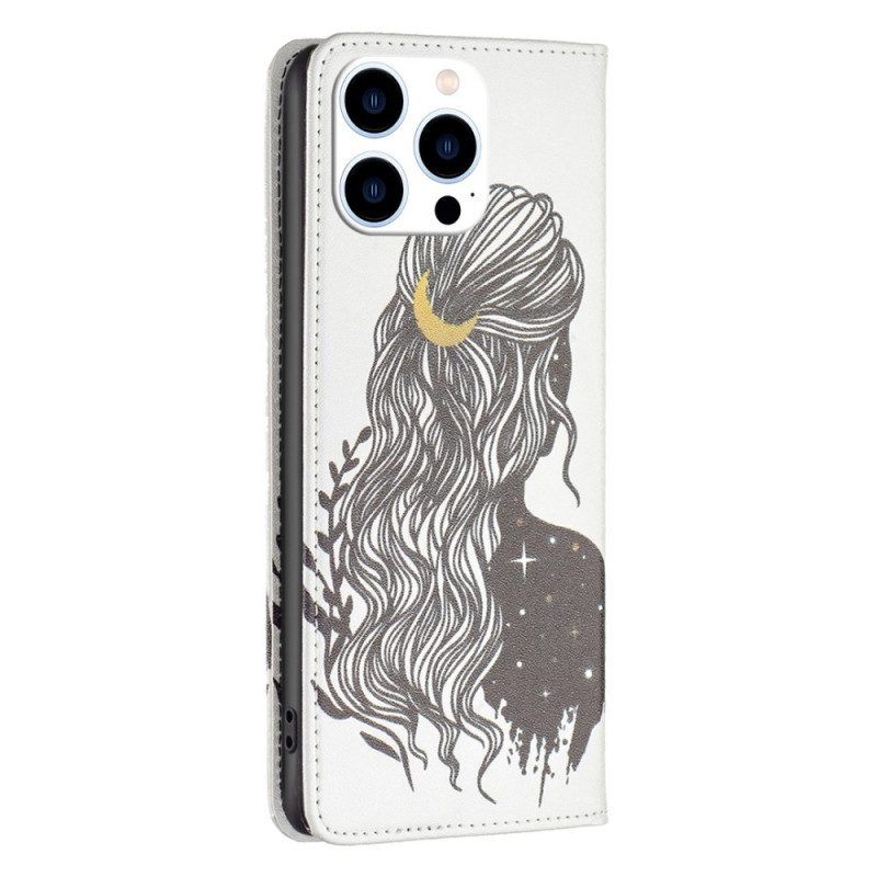 Bescherming Hoesje voor iPhone 14 Pro Folio-hoesje Mooi Haar