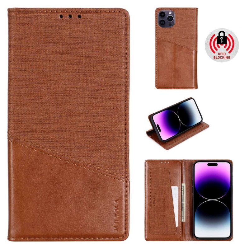 Bescherming Hoesje voor iPhone 14 Pro Folio-hoesje Rfid-canvasstijl