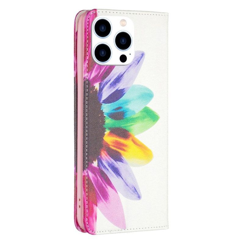 Bescherming Hoesje voor iPhone 14 Pro Folio-hoesje Waterverf Bloem