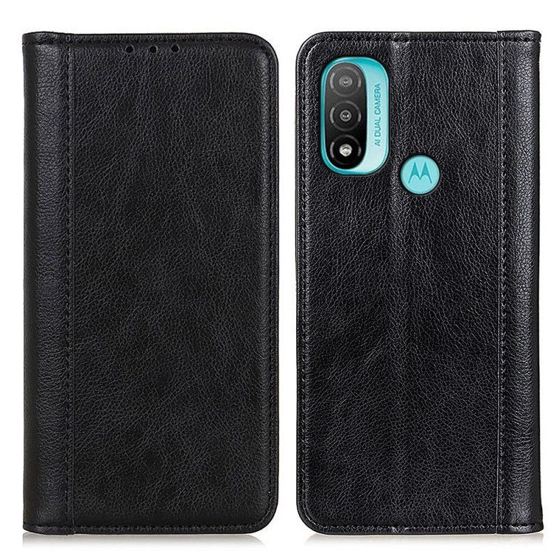 Bescherming Hoesje voor Moto E40 / E30 / E20 Folio-hoesje Elegantie Split Litchi Leer