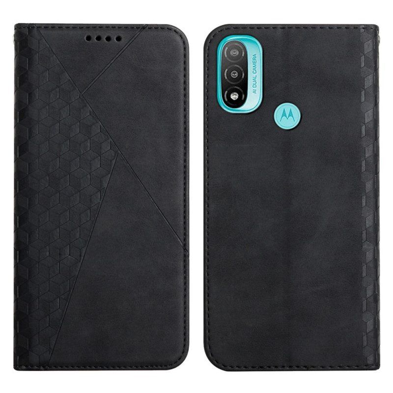 Bescherming Hoesje voor Moto E40 / E30 / E20 Folio-hoesje Geo Leereffect