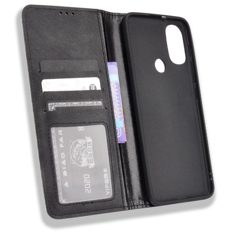 Bescherming Hoesje voor Moto E40 / E30 / E20 Folio-hoesje Gestileerd Vintage Leereffect