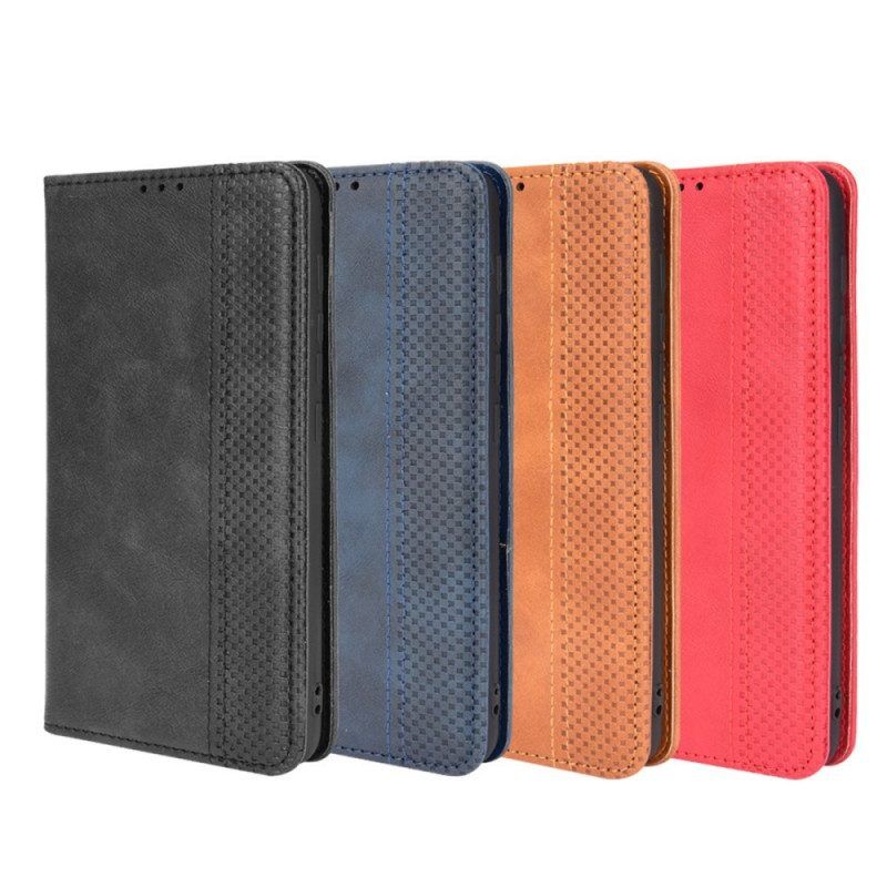 Bescherming Hoesje voor Moto E40 / E30 / E20 Folio-hoesje Gestileerd Vintage Leereffect