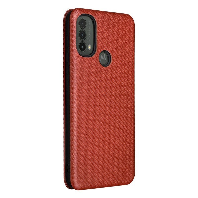 Bescherming Hoesje voor Moto E40 / E30 / E20 Folio-hoesje Koolstofvezel