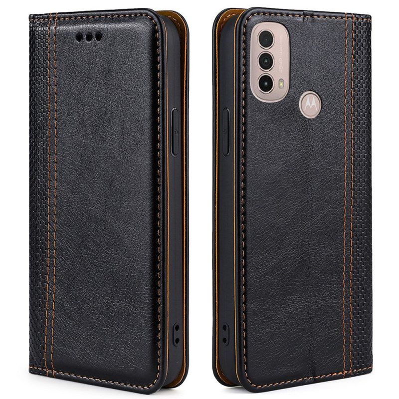 Bescherming Hoesje voor Moto E40 / E30 / E20 Folio-hoesje Litchi Split Lederen Stiksels