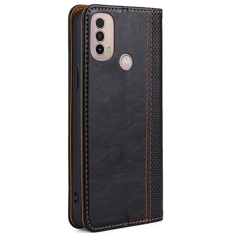 Bescherming Hoesje voor Moto E40 / E30 / E20 Folio-hoesje Litchi Split Lederen Stiksels