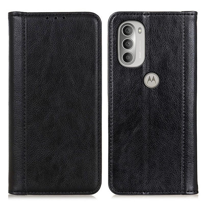 Bescherming Hoesje voor Moto G51 5G Folio-hoesje Elegantie Split Litchi Leer