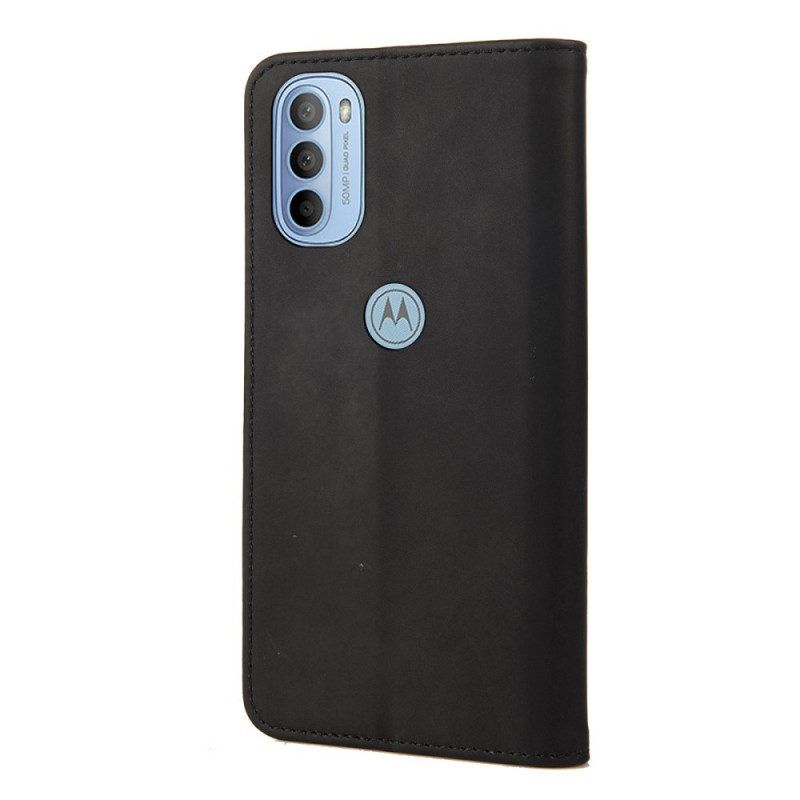 Bescherming Hoesje voor Moto G51 5G Folio-hoesje Tweekleurig Zakelijk Leereffect