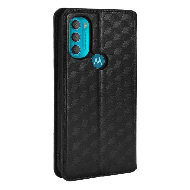 Bescherming Hoesje voor Moto G71 5G Folio-hoesje Diamant Leereffect