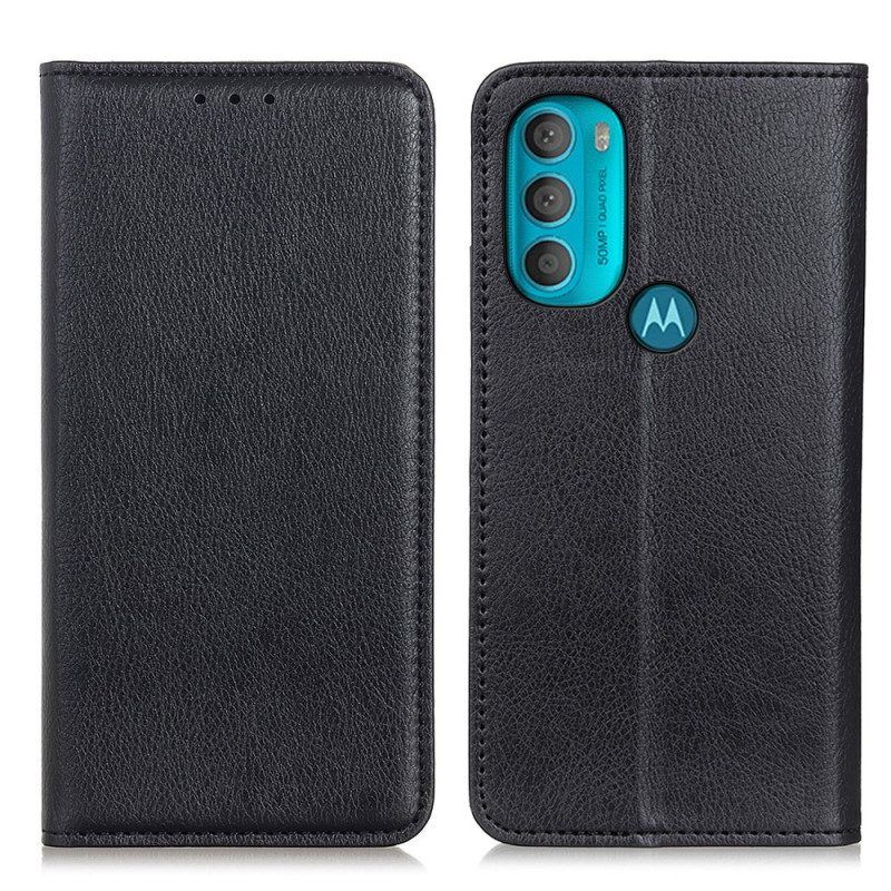 Bescherming Hoesje voor Moto G71 5G Folio-hoesje Getextureerd Splitleer