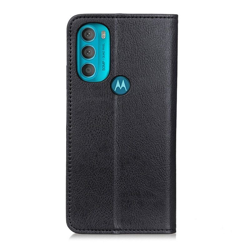 Bescherming Hoesje voor Moto G71 5G Folio-hoesje Getextureerd Splitleer