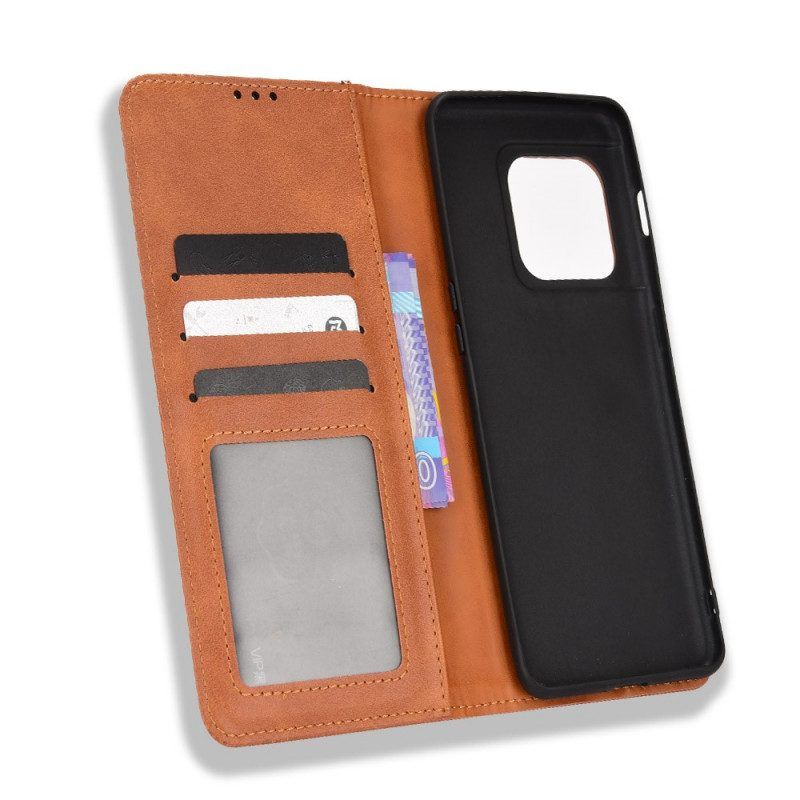 Bescherming Hoesje voor OnePlus 10 Pro 5G Folio-hoesje Gestileerd Vintage Leereffect