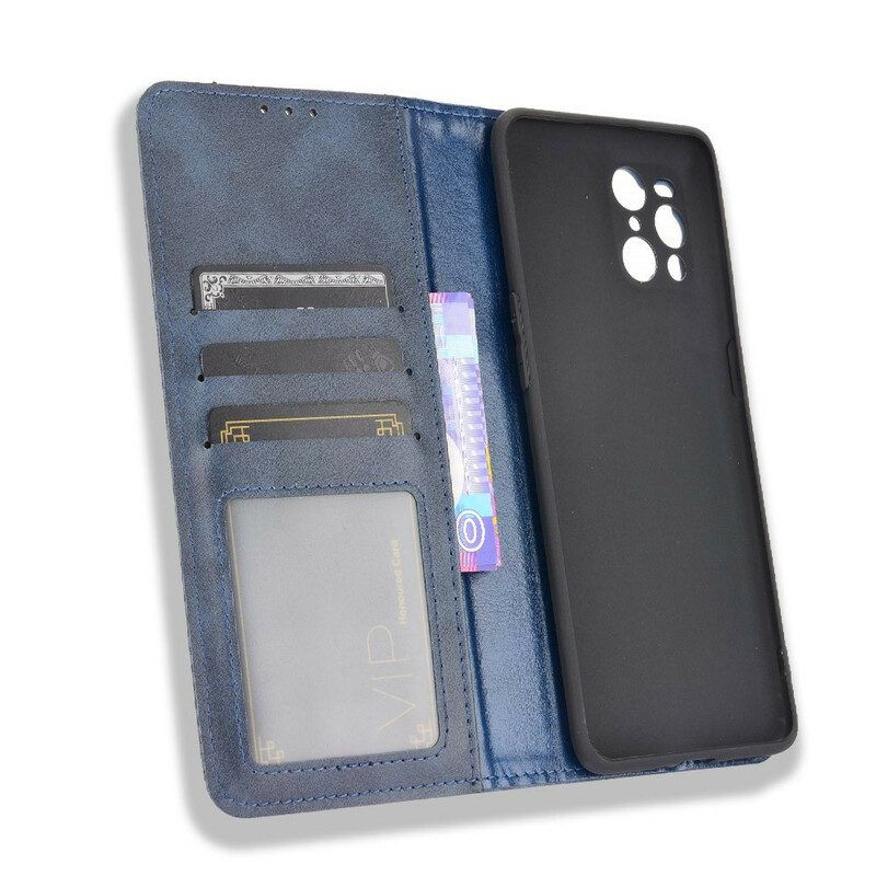 Bescherming Hoesje voor Oppo Find X3 Pro Folio-hoesje Gestileerd Vintage Leereffect