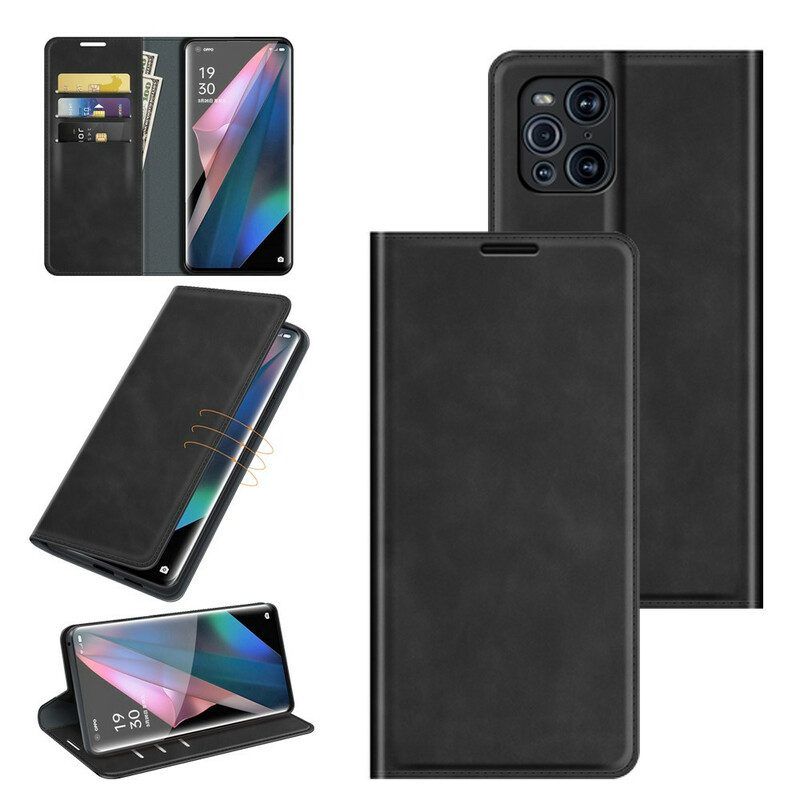 Bescherming Hoesje voor Oppo Find X3 Pro Folio-hoesje Zacht Leereffect