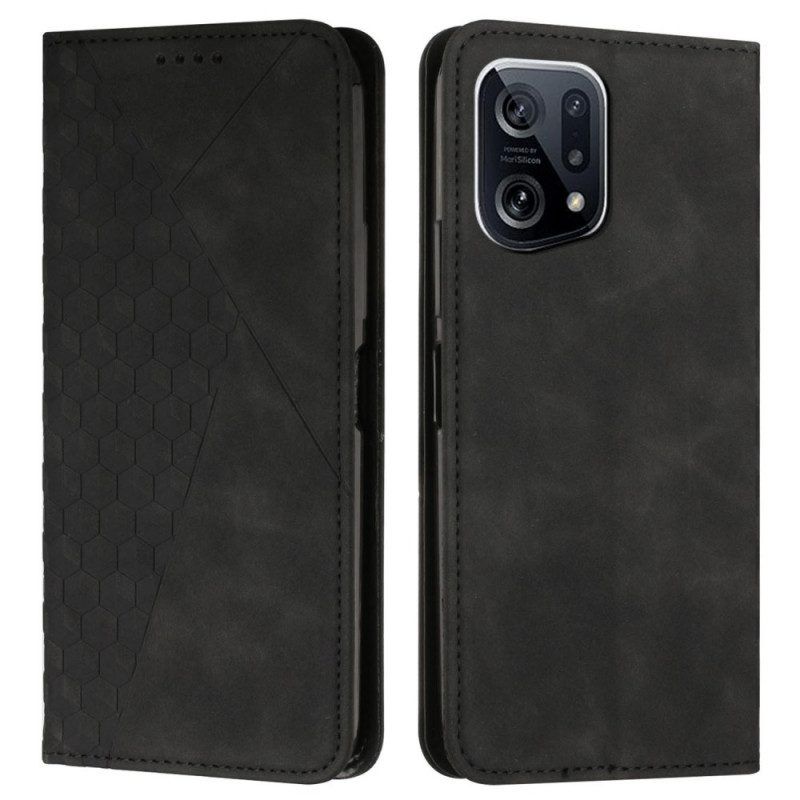 Bescherming Hoesje voor Oppo Find X5 Folio-hoesje Patroon Van Imitatieleer